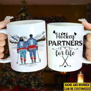 Hockey Partners For Life-Personalized Hockey Couple Mug-Gift For Hockey-Loving Couple