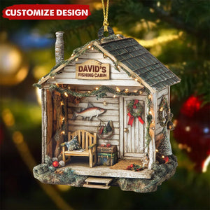 Personalized Dreamy Fishing Cabin Christmas Ornament - Gift For Fishing Lovers