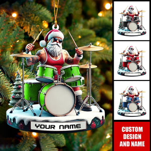 Personalized Drummer Santa Christmas Ornament - Gift For Drummer - 2024 New Release