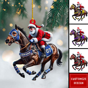Personalized Horse Racing Santa Ornament - Gift For Equestrian Fans - 2024 New Release