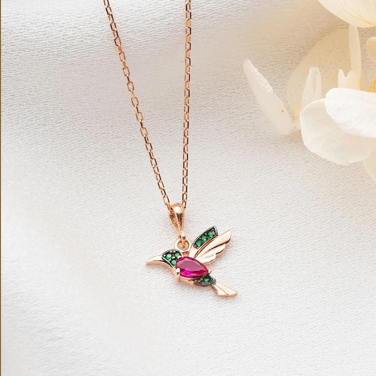 Colorful Tiny Hummingbird Necklace - Gift Bird Lovers