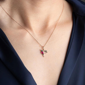 Colorful Tiny Hummingbird Necklace - Gift Bird Lovers