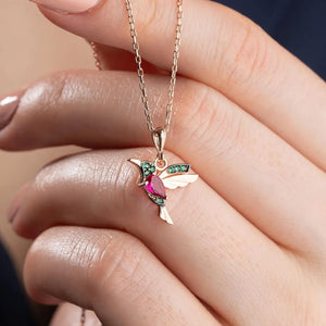 Colorful Tiny Hummingbird Necklace - Gift Bird Lovers