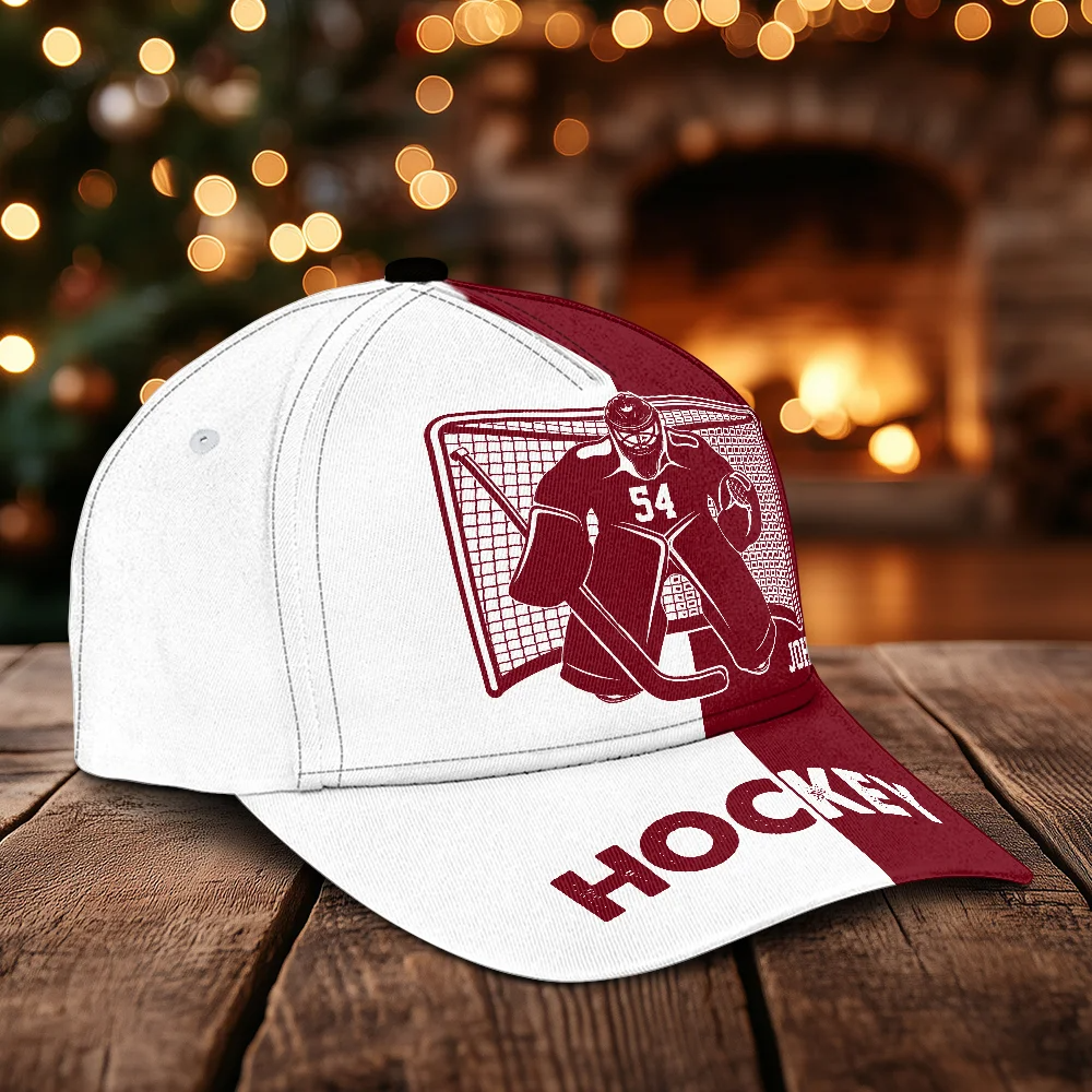 Personalized Hockey Goalie Multicolor Classic Cap Custom Name And Number