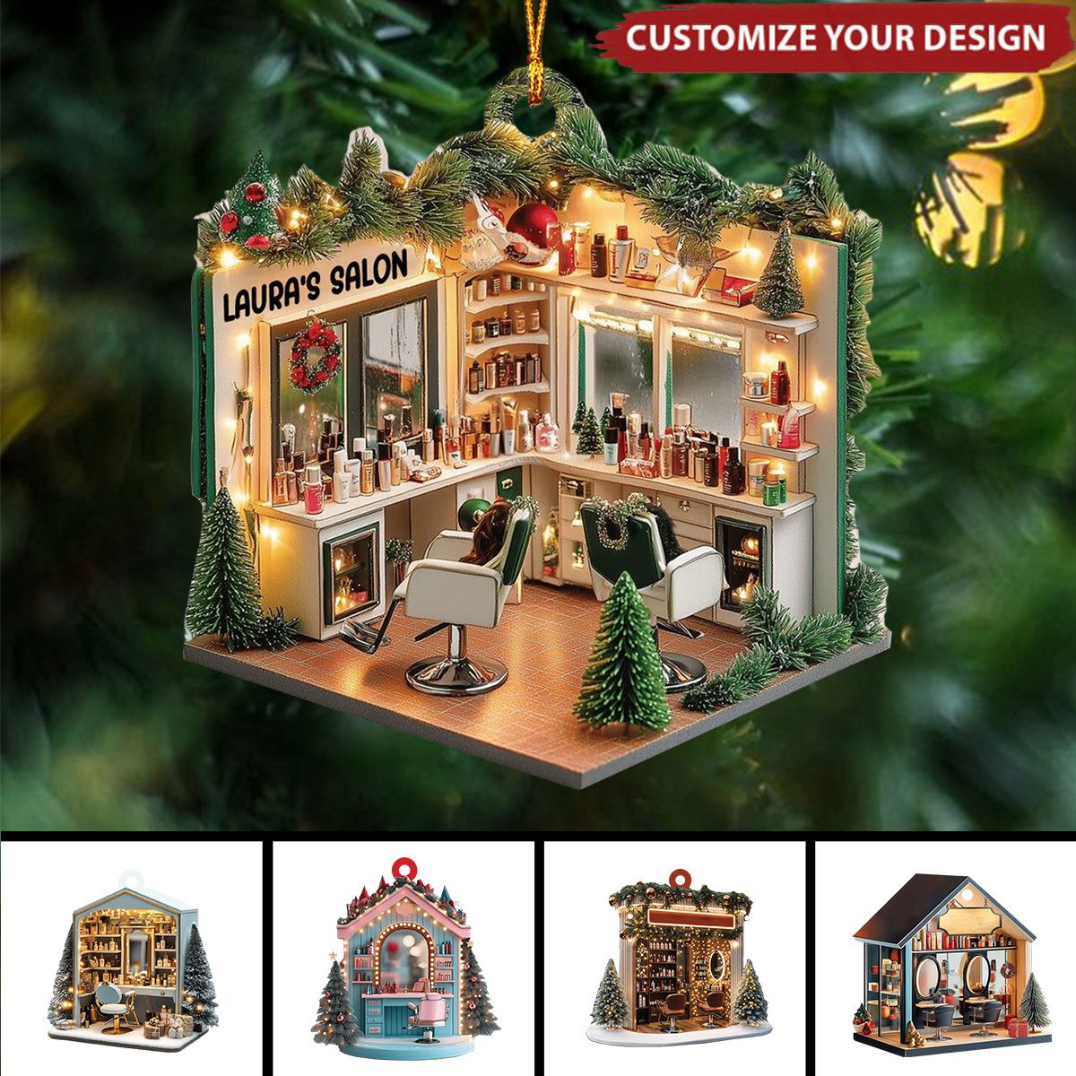Personalized Hair Salon Christmas Ornament Gift For Hairdresser - 2024 New Release