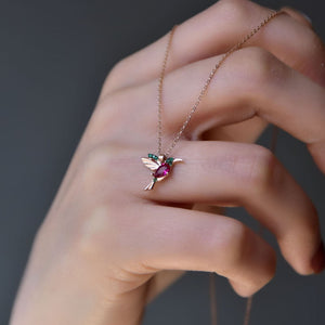 Colorful Tiny Hummingbird Necklace - Gift Bird Lovers