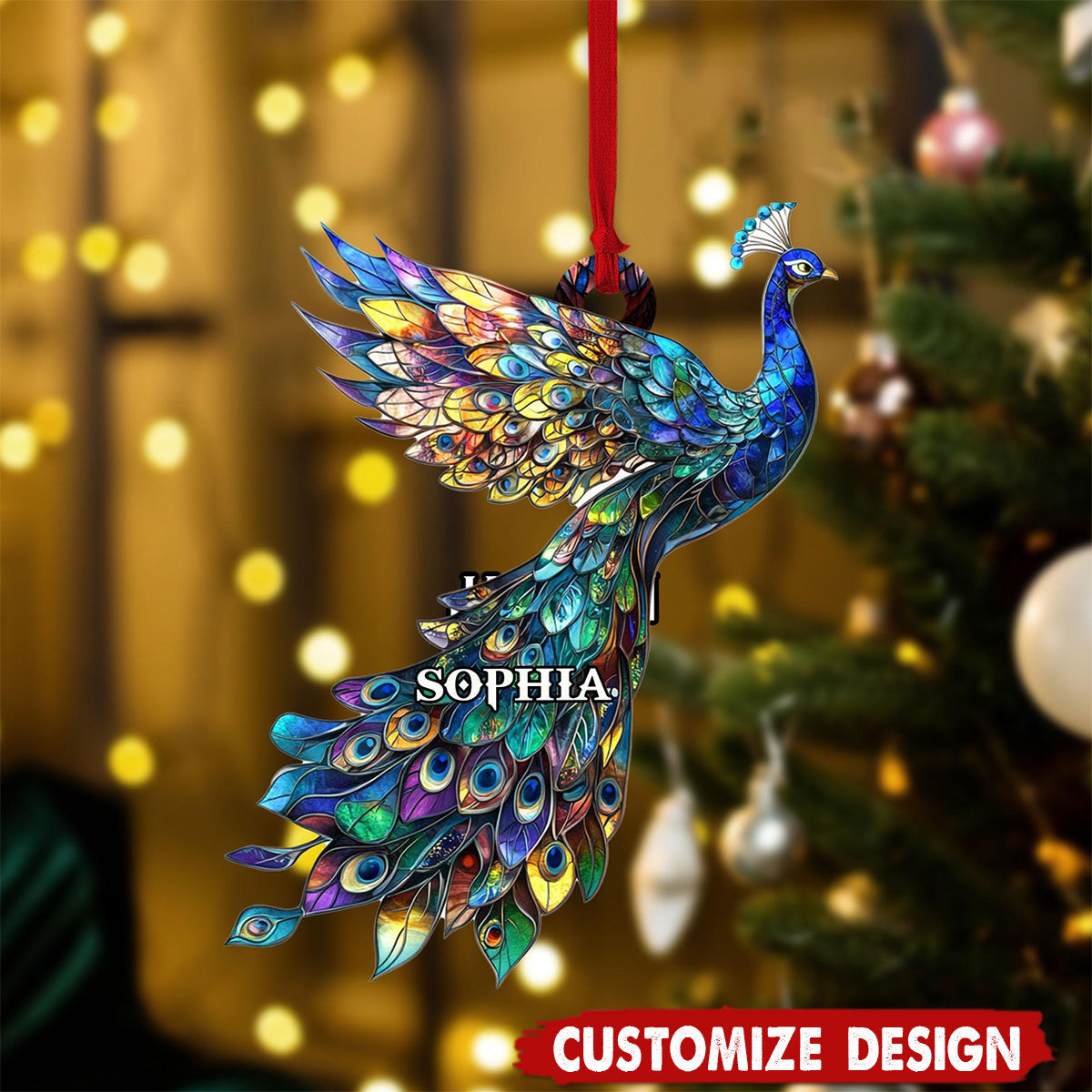Personalized Rainbow Peacock Christmas Ornament Gift for Peacock Lover-2024 New Release