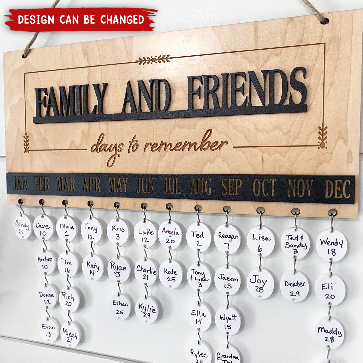 Days to Remember Farmhouse Calendar Birthday Personalozed Wall Hanging Calendars, Christmas Gift for Family and Friends