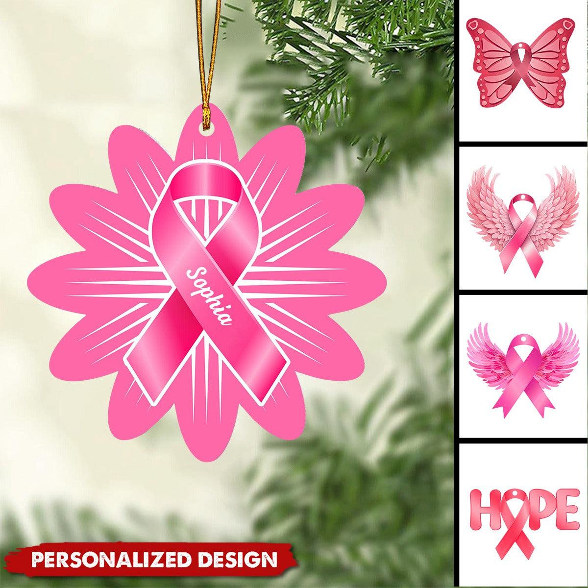 Personalized Breast Cancer Christmas Ornament-2024 New Release