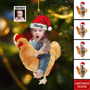 Personalized Photo Name Chicken With Kid Ornaments-Gift For Kid-2024 New Release