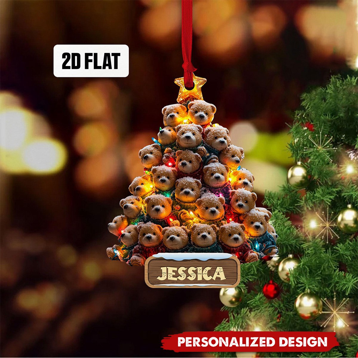 Personalized Teddy Bear Ornament-Holiday Gift for Kids-2024 New Release