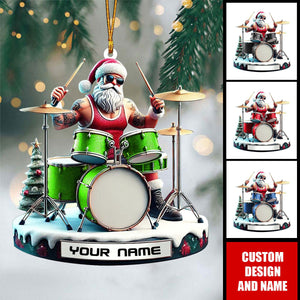 Personalized Drummer Santa Christmas Ornament - Gift For Drummer - 2024 New Release