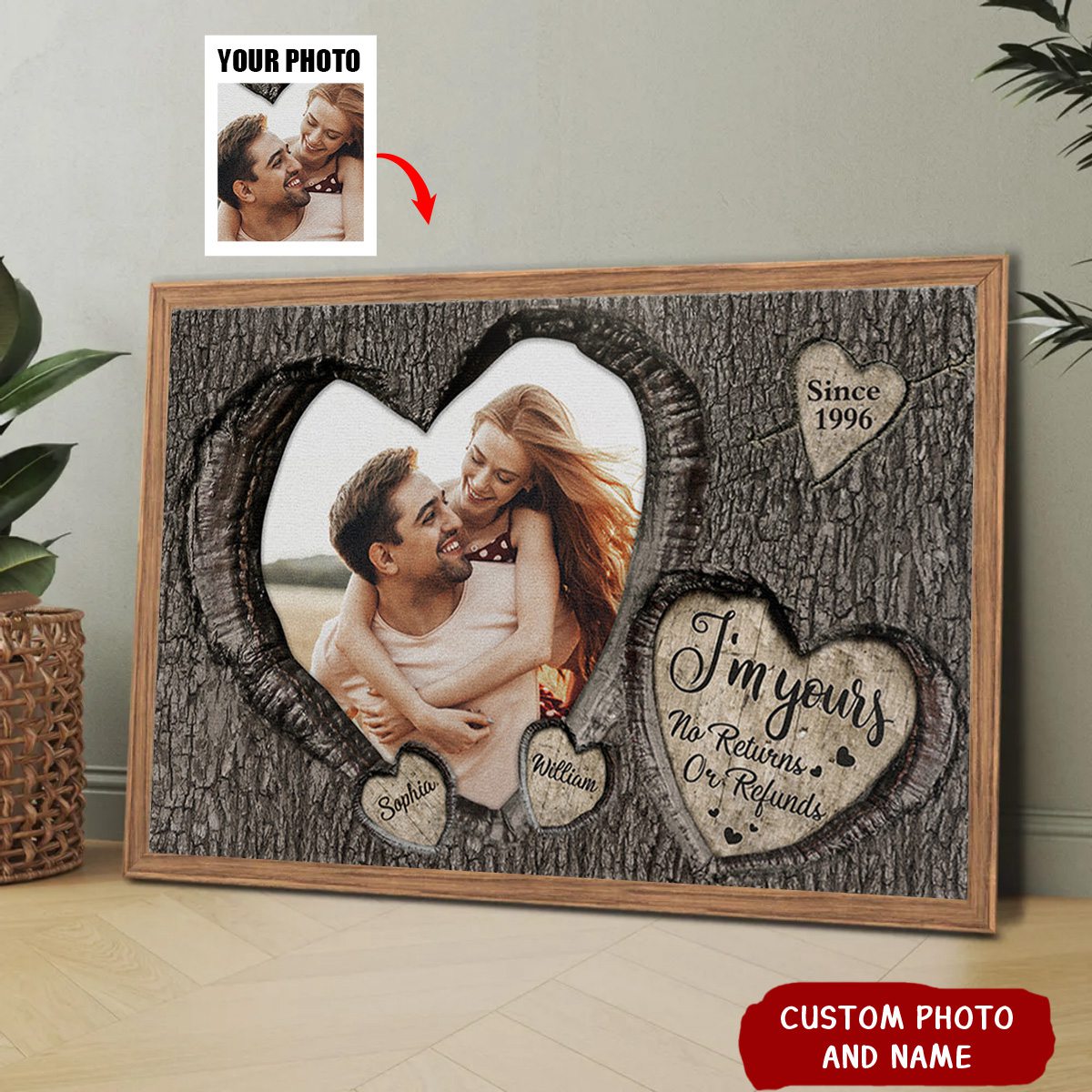 Personalized  God Knew My Heart Needed You Couples Photo Canvas Poster