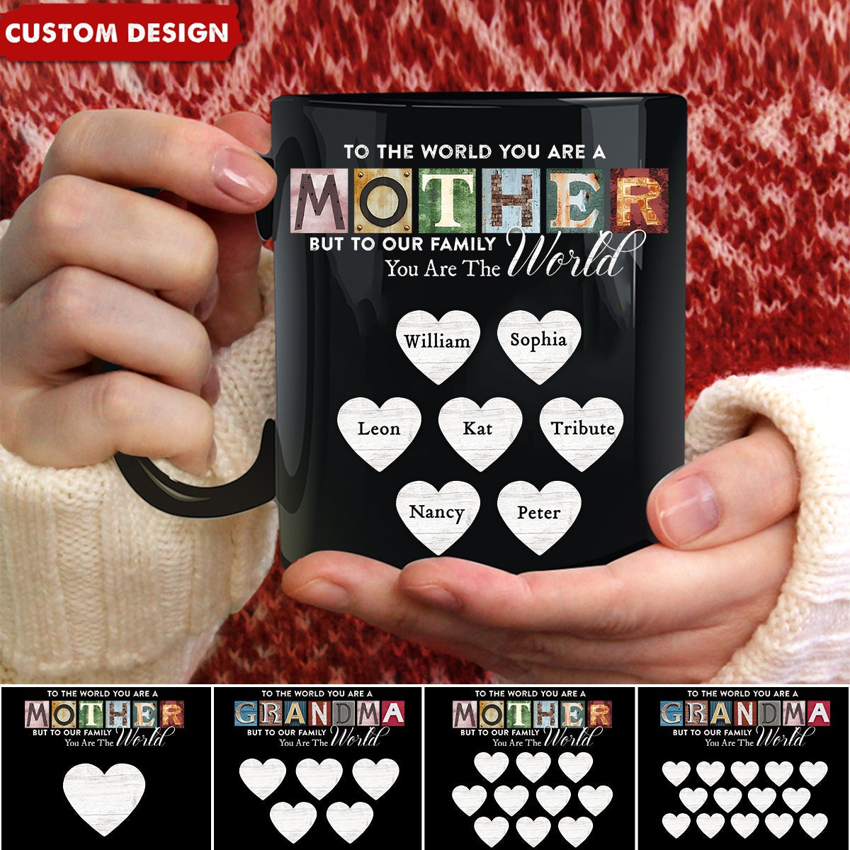 Mother/Grandma You Are The World Personalized Mug - Gift For Mom, Grandma