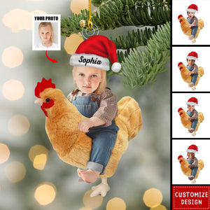 Personalized Photo Name Chicken With Kid Ornaments-Gift For Kid-2024 New Release