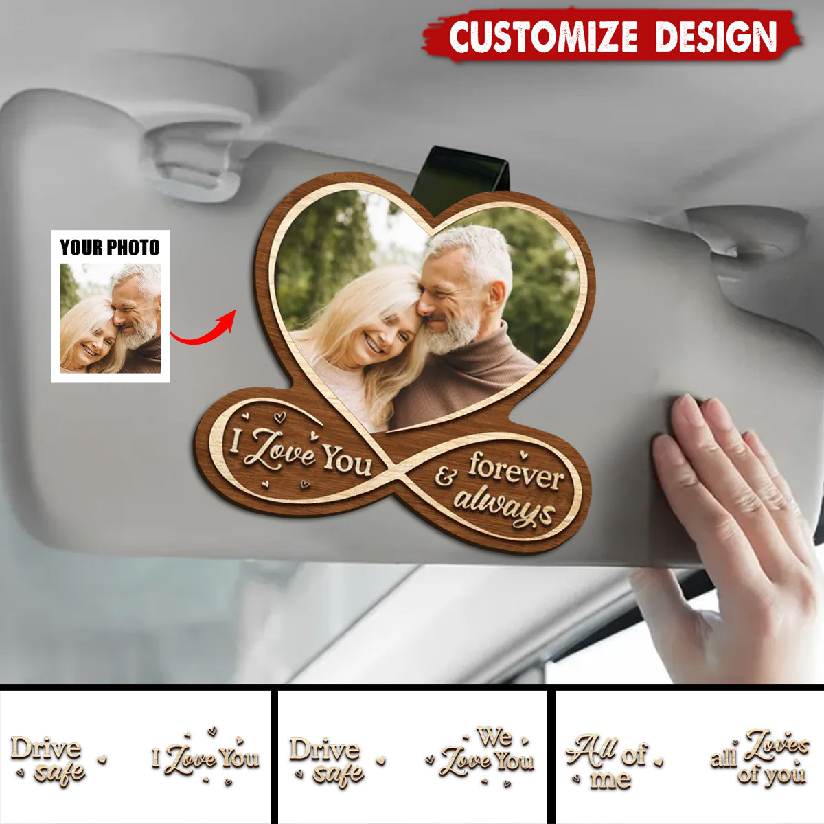 Drive Safe, I Love You - Couple Personalized Car Visor Clip - Gift For Husband Wife, Anniversary