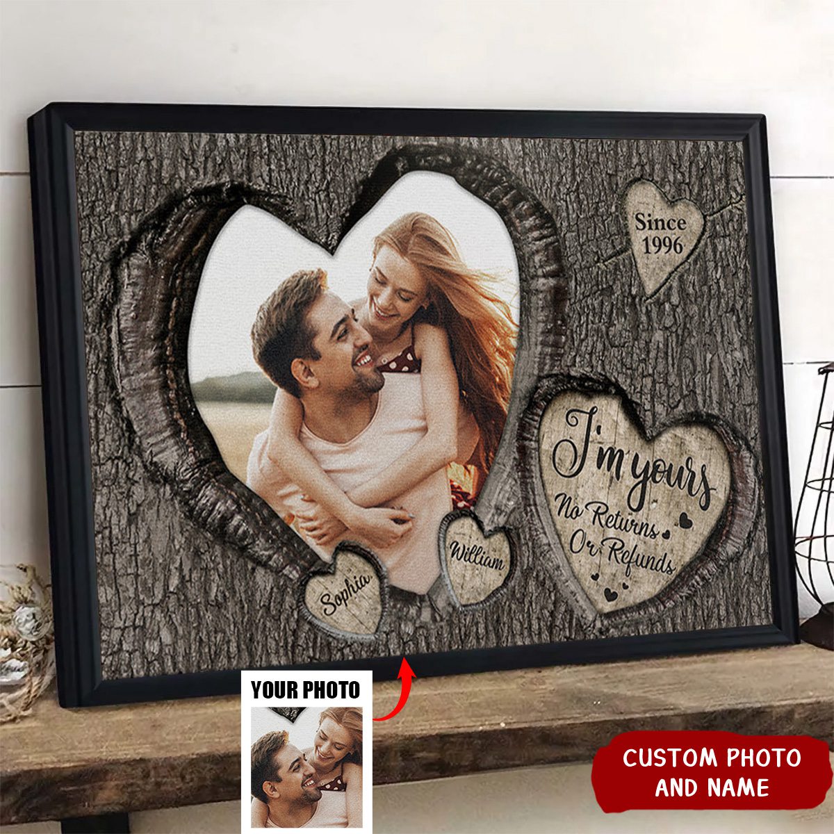 Personalized  God Knew My Heart Needed You Couples Photo Canvas Poster
