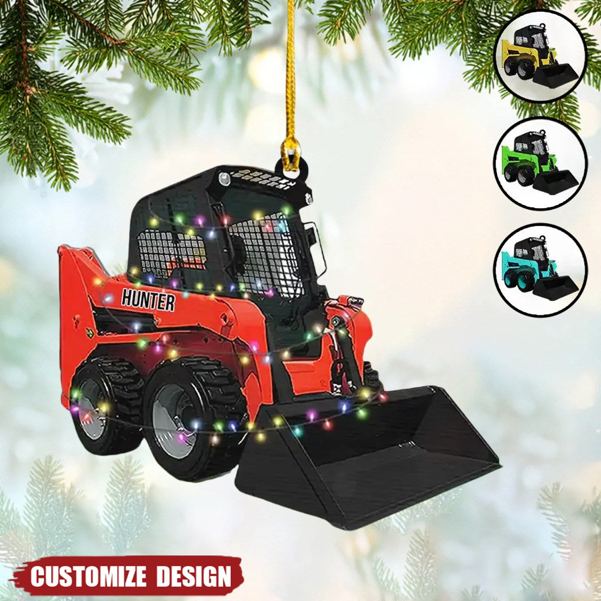 2024 New Release – Personalized Skid Steer Loader Flat Shaped Ornament, Gift For Trucker