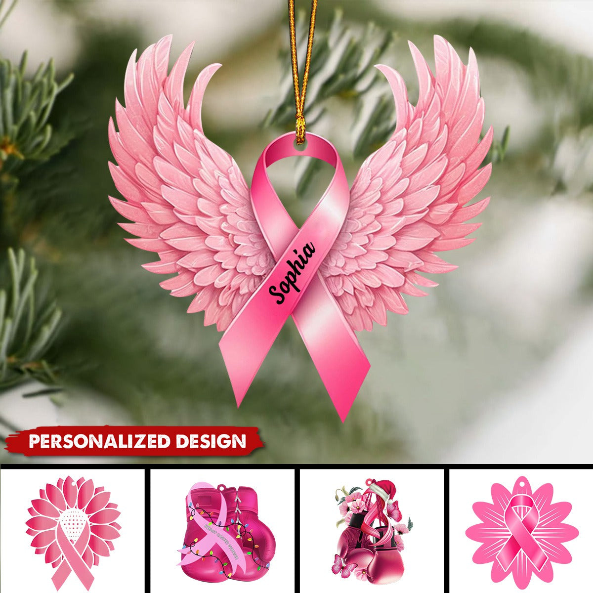 Personalized Breast Cancer Christmas Ornament-2024 New Release