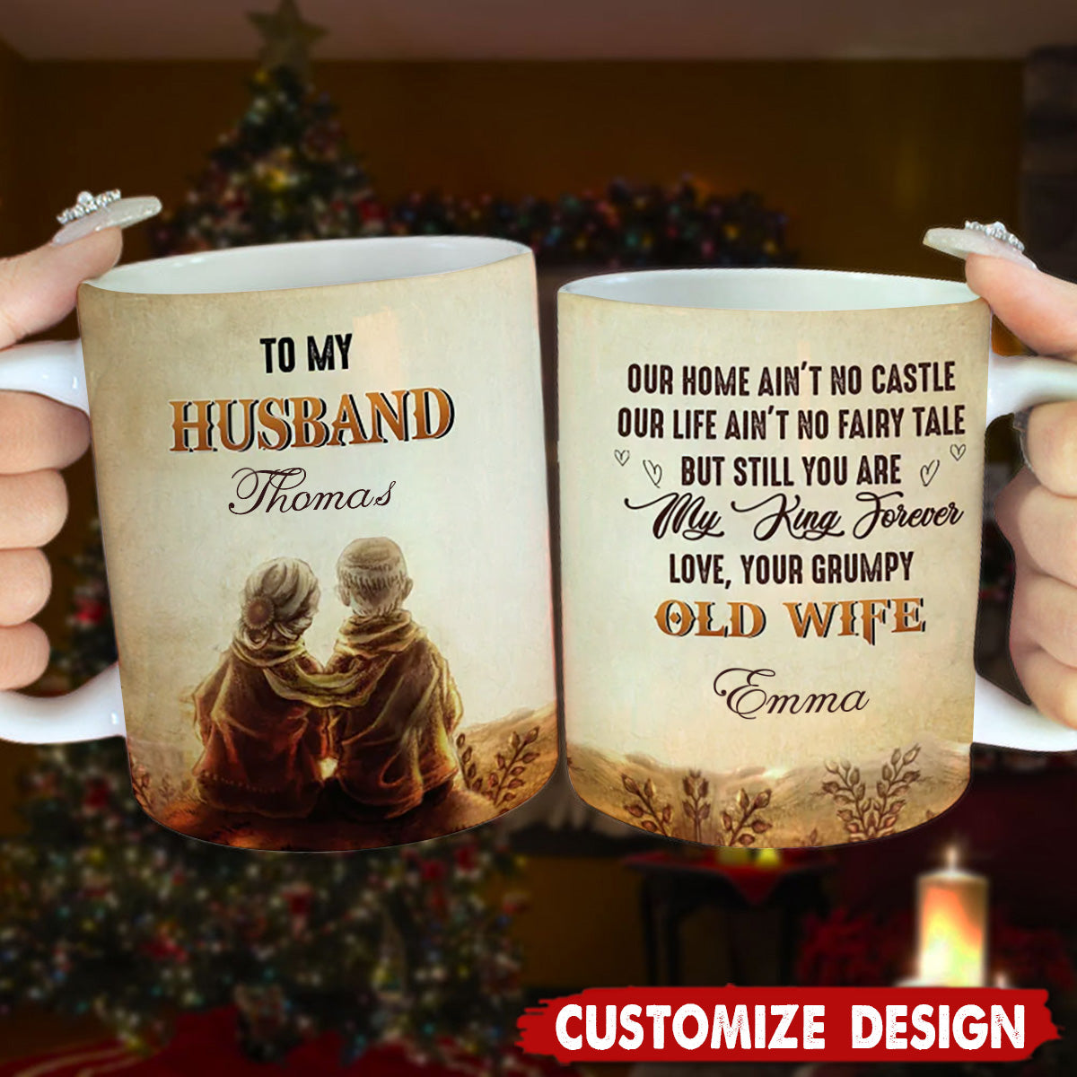 Two Hearts, One Soul - Couple Personalized Custom Mug - Gift For Husband Wife, Anniversary