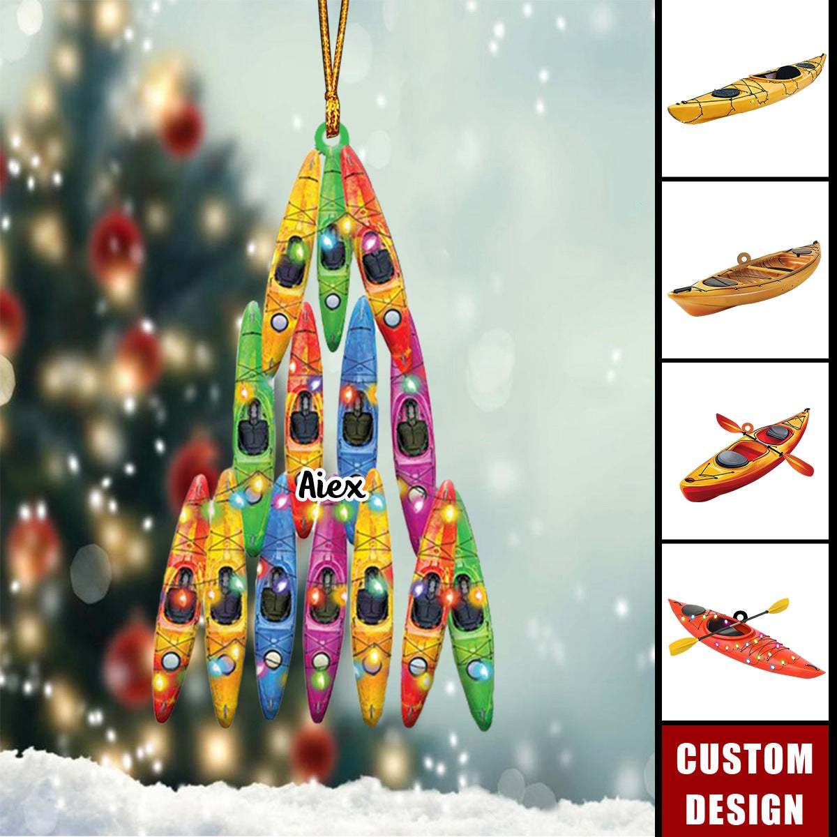 Personalized Kayak Boat Acrylic Christmas Ornament - 2024 New Release