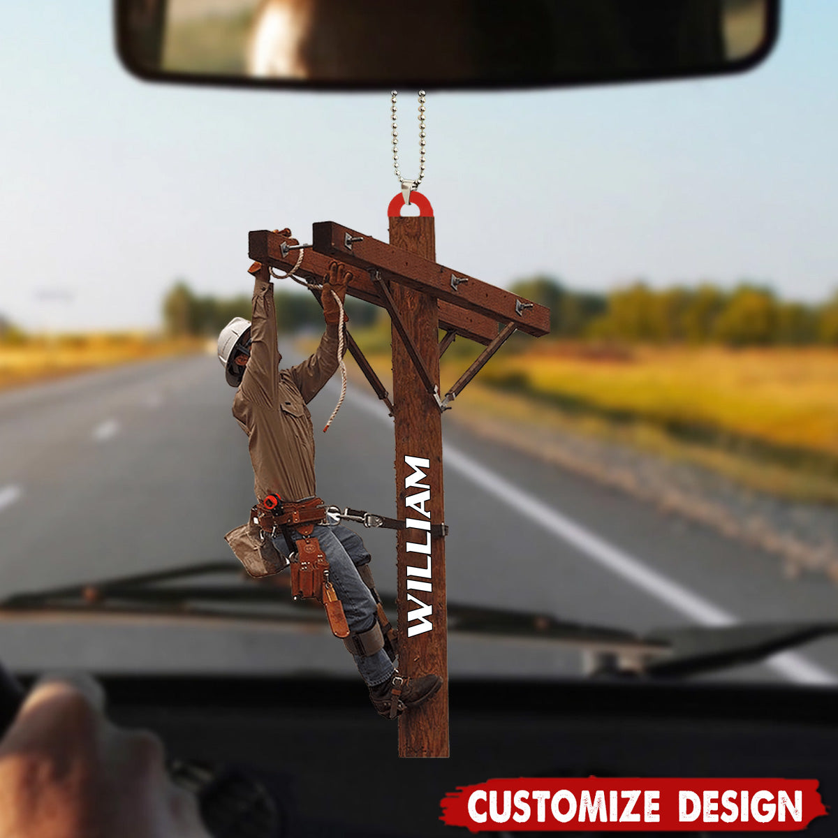 Personalized Lineman Car Ornament-Gift For Lineman