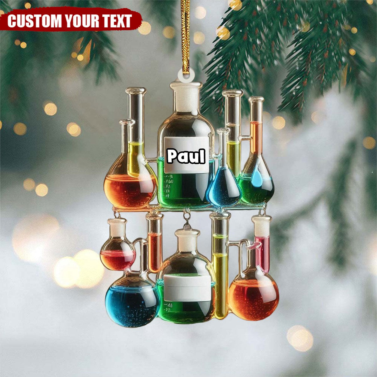 Personalized Glass Chemistry Christmas Ornament  Gift for Teacher- 2024 New Release