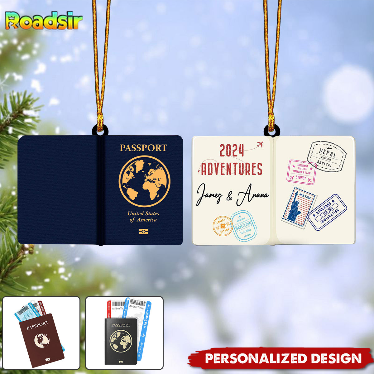 Personalized Passport Travel Ornament-Gift For Travelers & Adventurers-2024 New Release