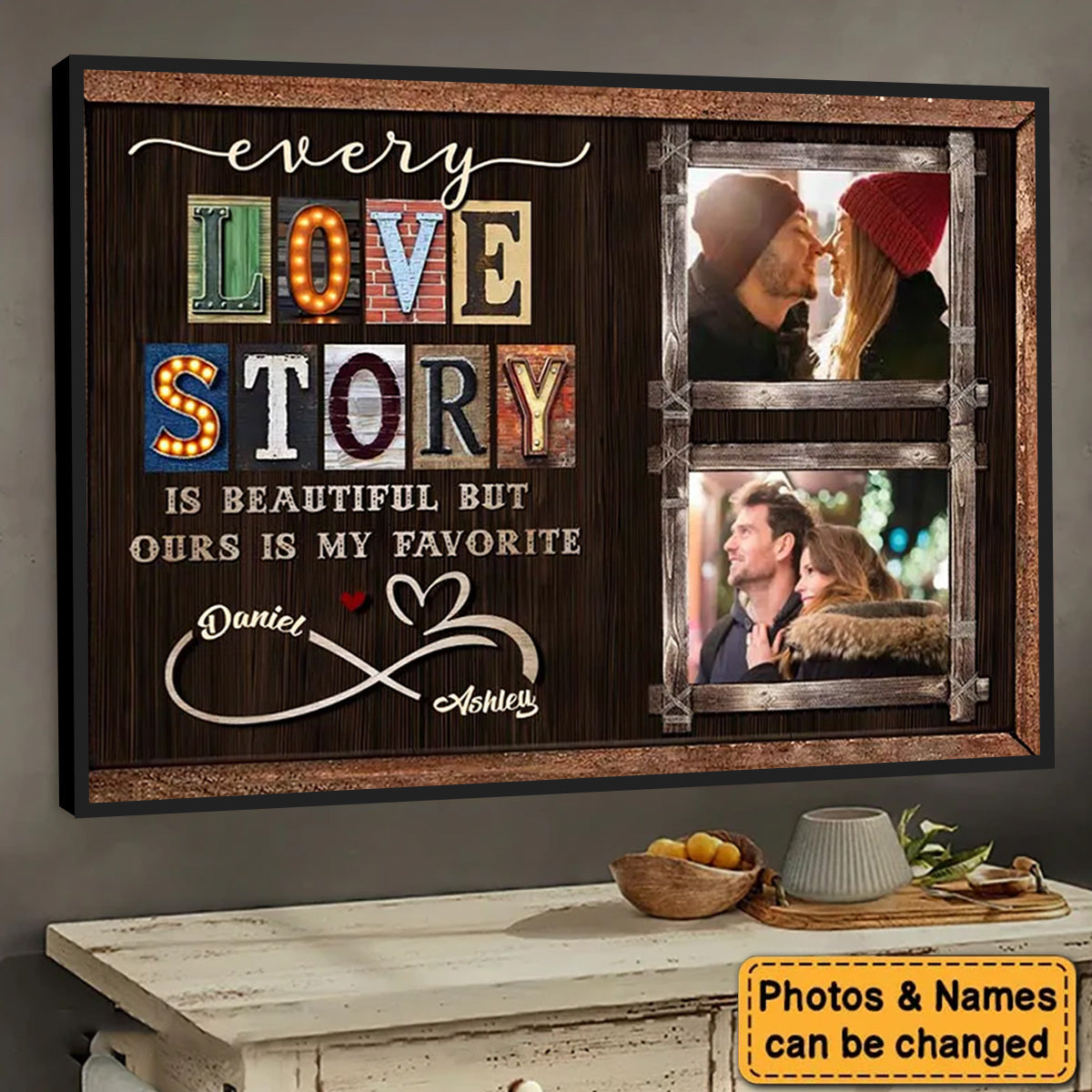Every Love Story Is Beautiful Personalized Photo Couple Poster - Anniversary Gift For  Wife,Husband