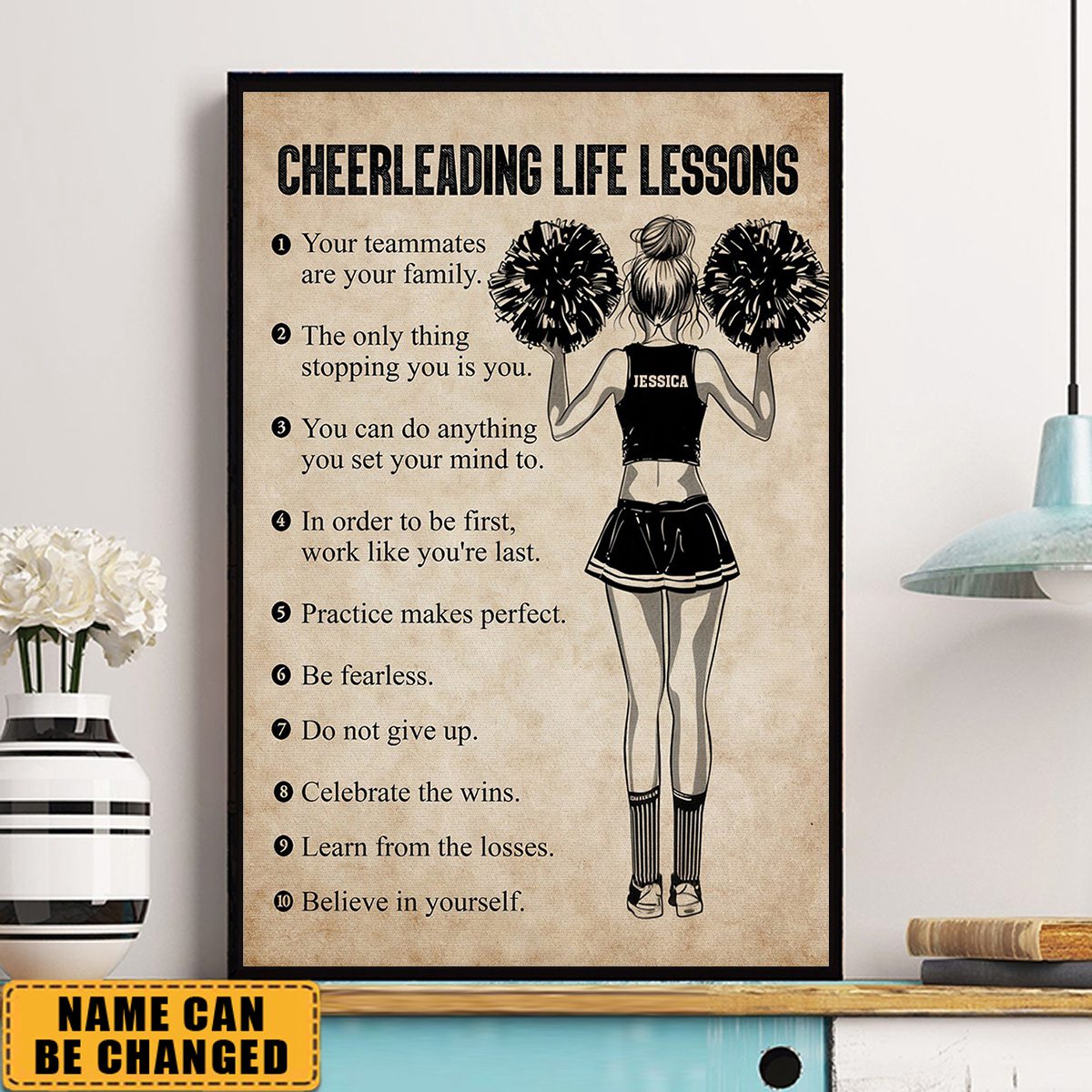 Personalized Cheerleading Life Lessons Girl Motivational  Poster-Gift For Cheerleading Lovers