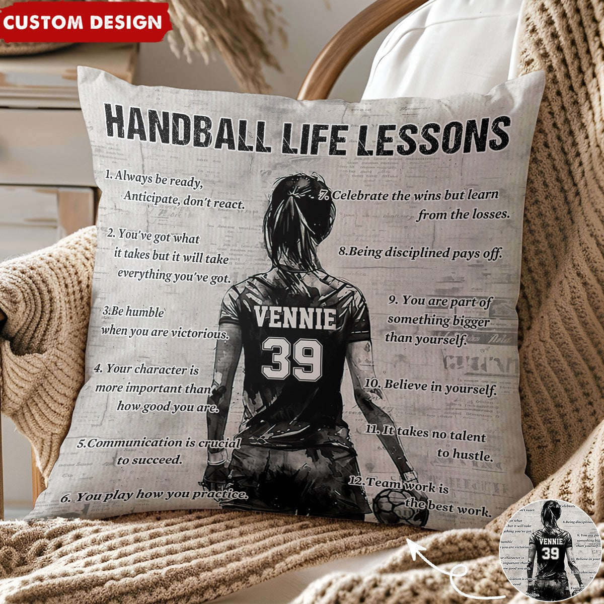 Personalized Handball Life Lessons Pillow-Gift For Handball Lovers