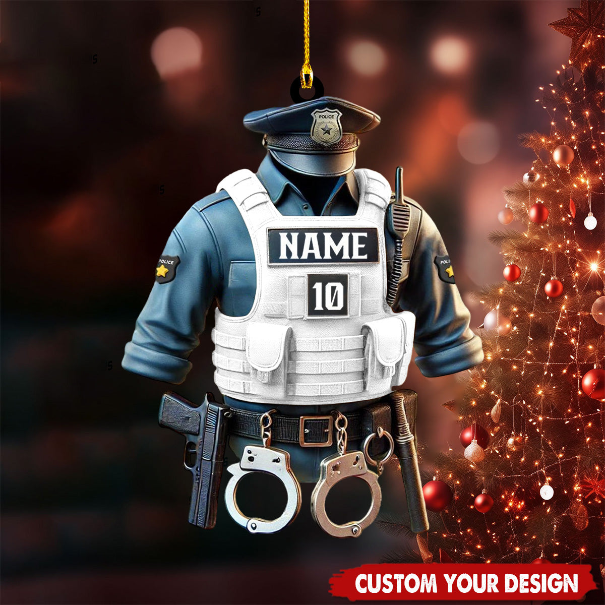 Personalized Police Officer Ornament,Custom Name & Badge Number - 2024 New Release