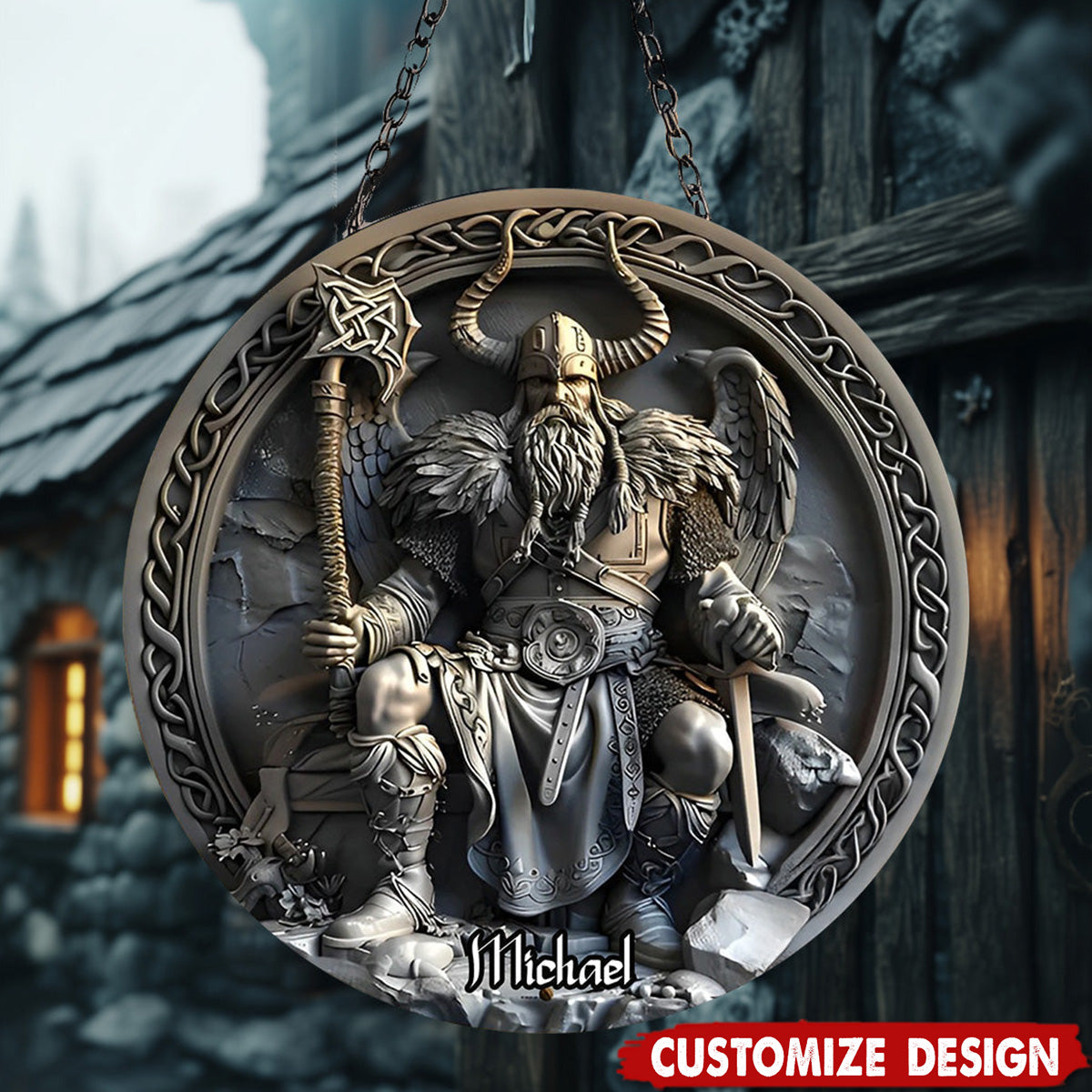 Viking - Personalized Viking Round Metal Sign