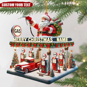 Personalized Gas Station Santa Christmas Ornament - Gift For Auto Enthusiasts - 2024 New Release