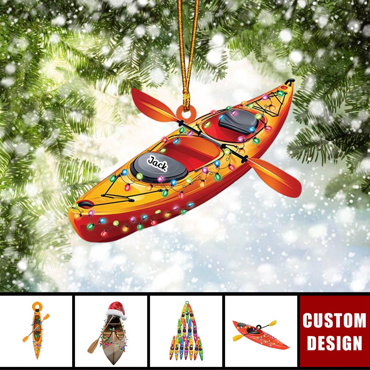 Personalized Kayak Boat Acrylic Christmas Ornament - 2024 New Release