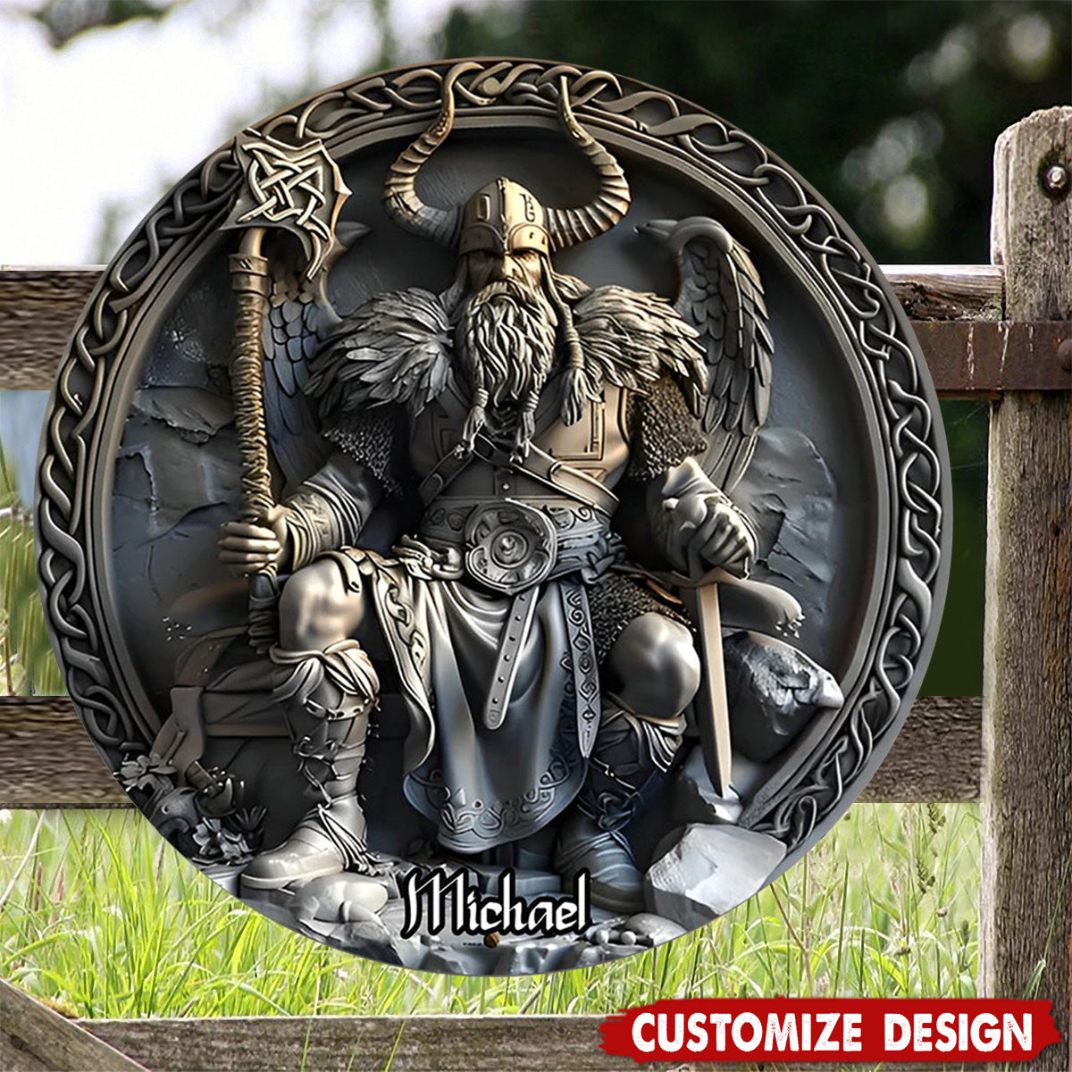 Viking - Personalized Viking Round Metal Sign