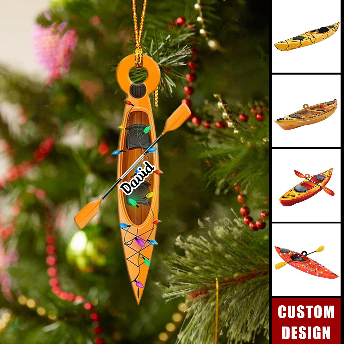 Personalized Kayak Boat Acrylic Christmas Ornament - 2024 New Release