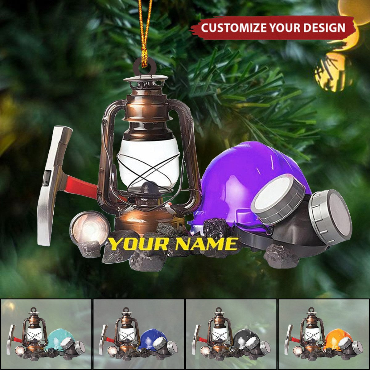 Personalized Miner Helmet and Lantern Christmas Ornament Gift For miner - 2024 New Release