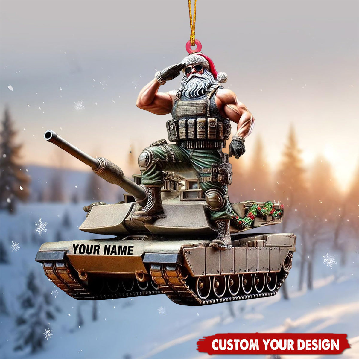 Personalized Military Santa Tank Car Ornament - 2024 New Release
