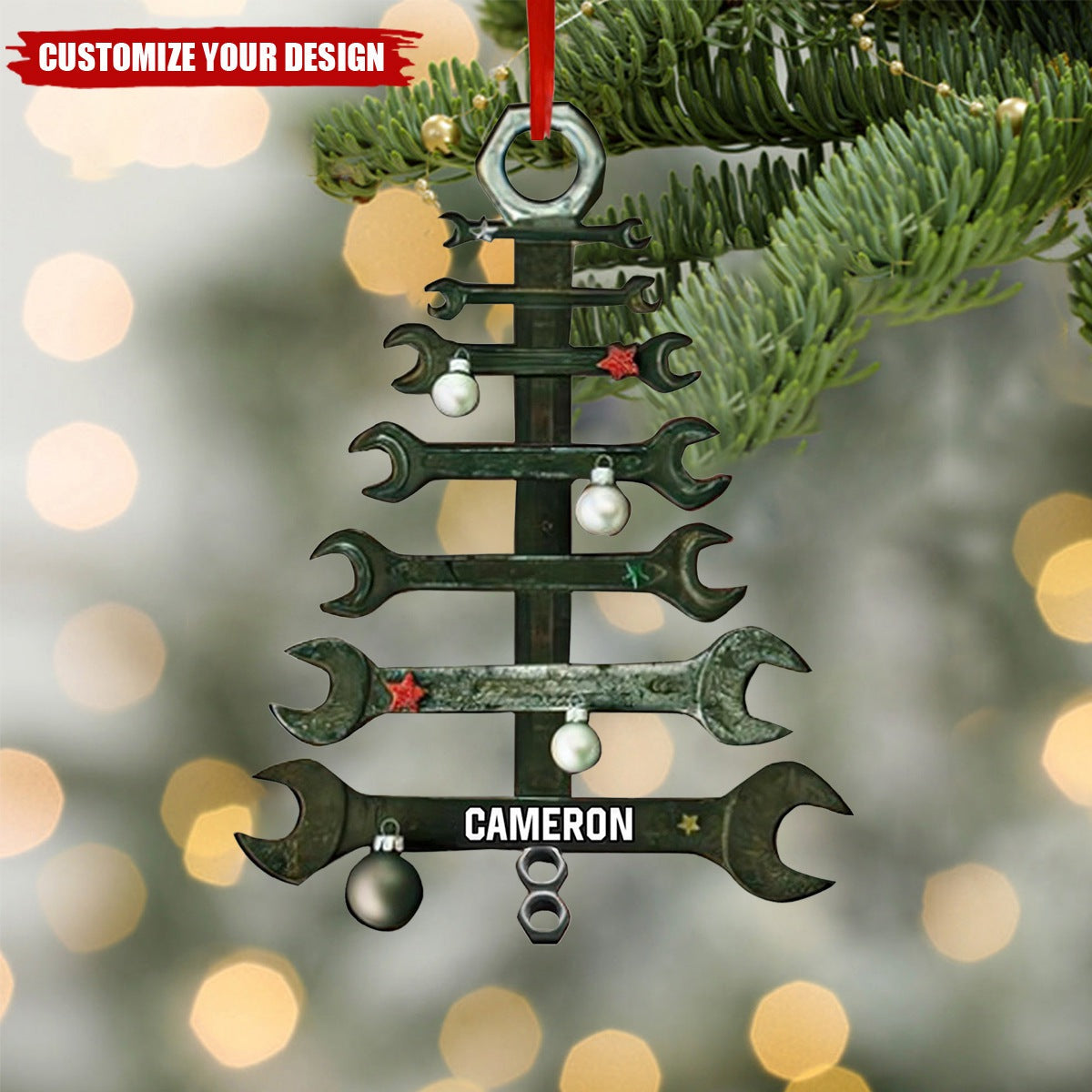 Personalized Wrench Tree Shape Christmas Ornament - 2024 New Release