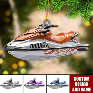 Personalized Jet Boat Ski Christmas Ornament, Skiing Jet Boat Christmas Tree Ornament - 2024 New Release