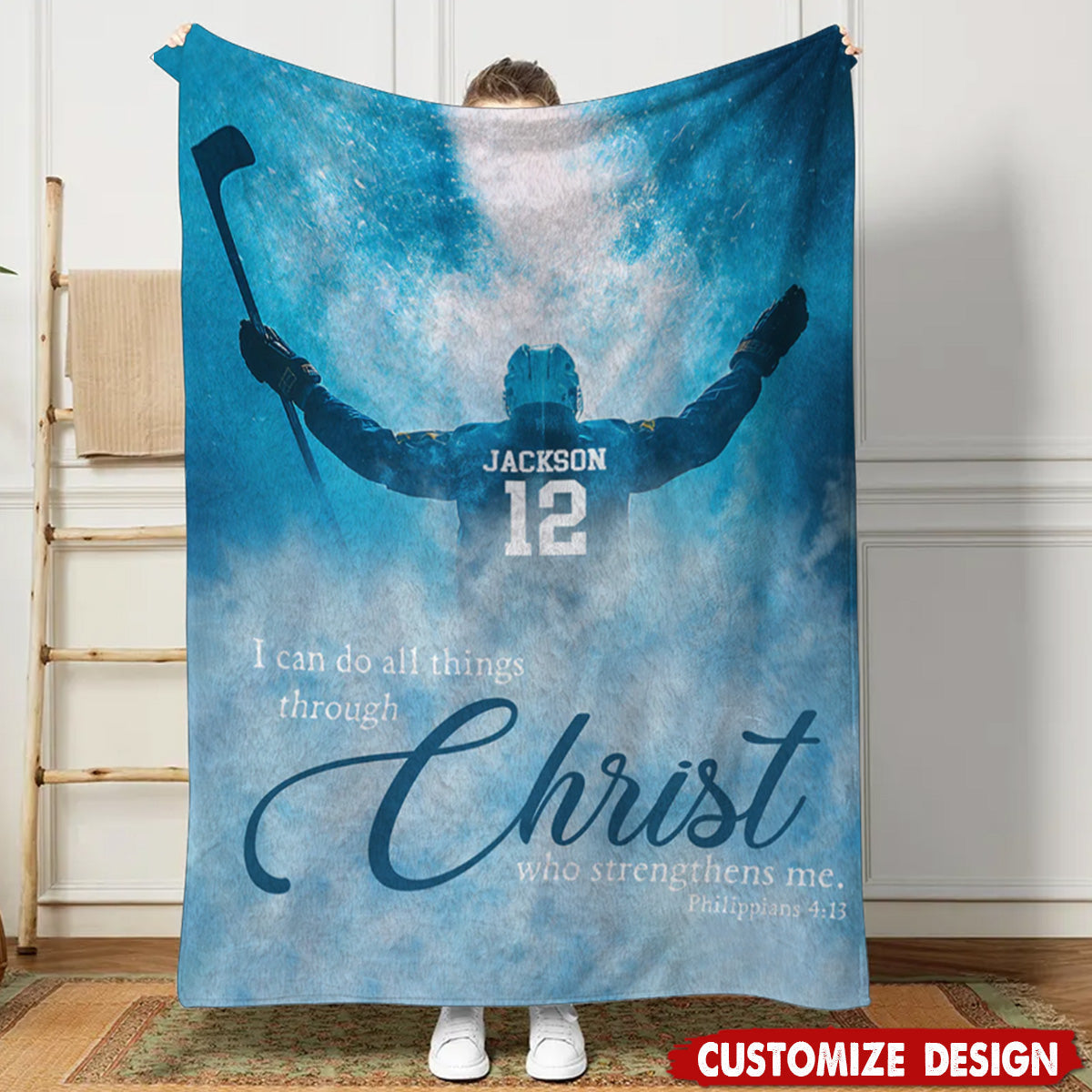 Personalized Hockey Blanket, Gift For Hockeyl Players,Lovers