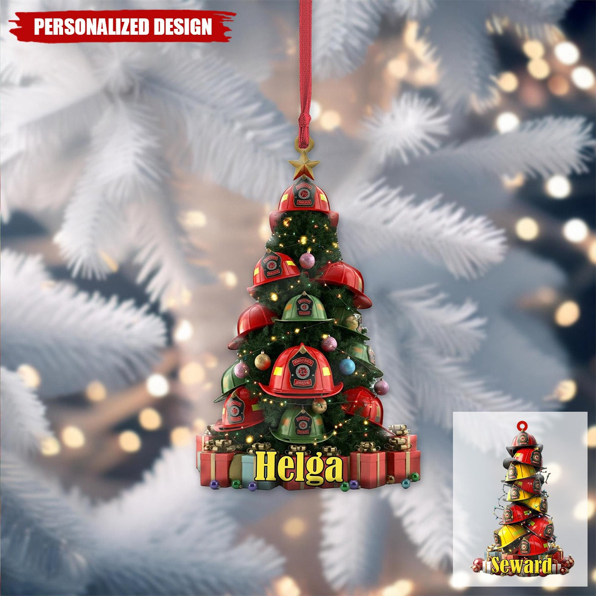Personalized Christmas Firefighter Helmet Ornaments-Gifts For Him Dad, Fireman, Fire Fighter-2024 New Release