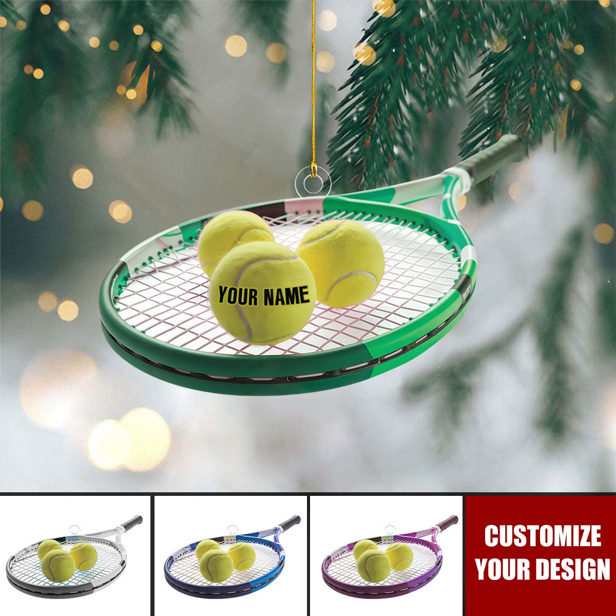 Personalized Tennis Christmas Ornament, 2024 New Release Tennis Ball Ornament