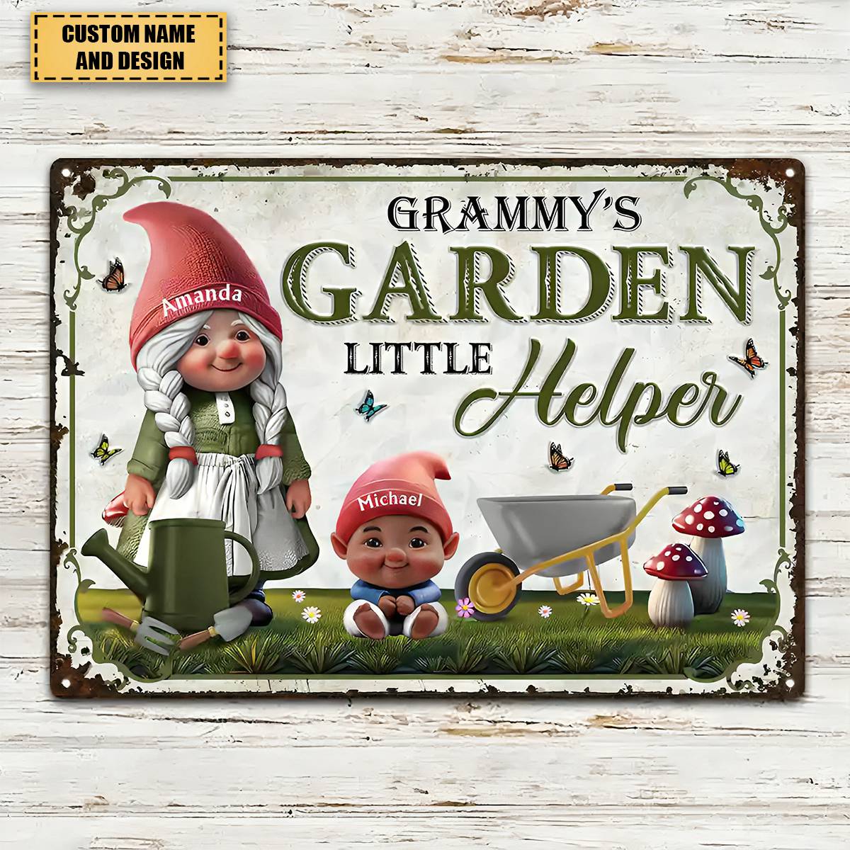 Grandma's Garden Little Helpers - Personalized Classic Metal Signs