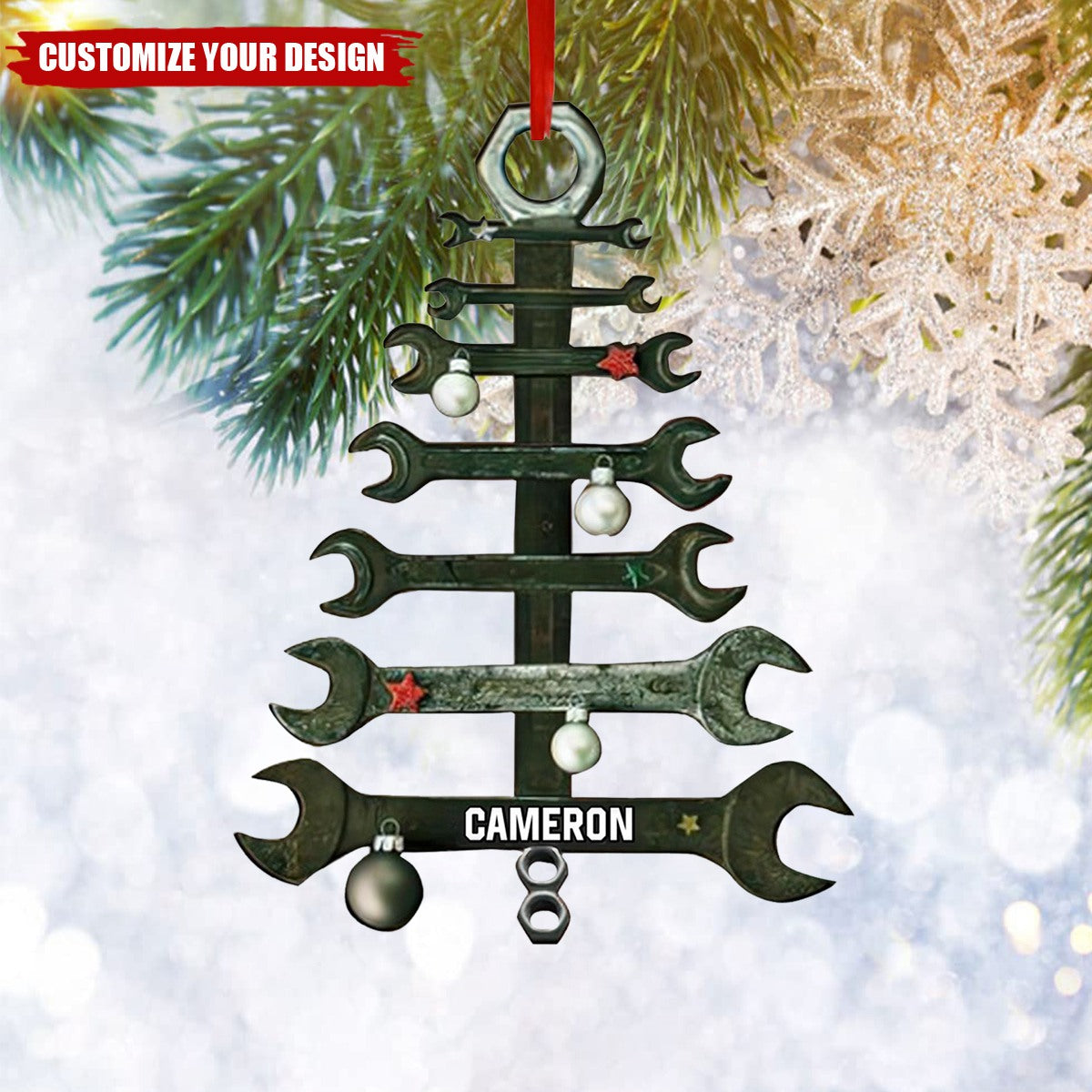 Personalized Wrench Tree Shape Christmas Ornament - 2024 New Release