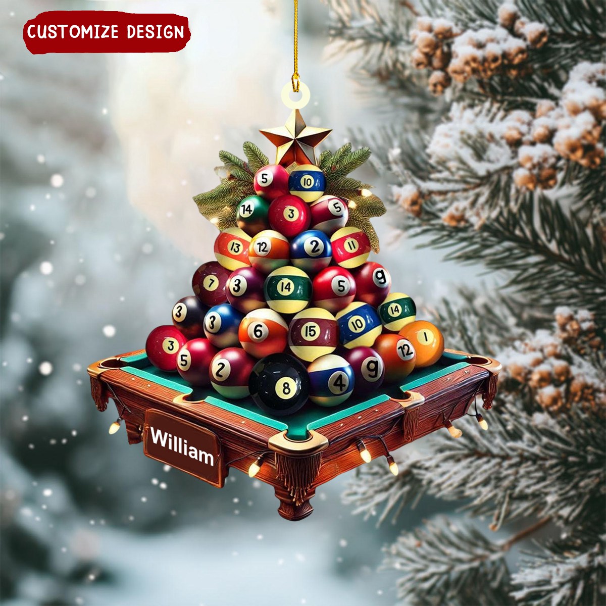 Personalized Billiard Ball Christmas Tree Ornament-2024 New Release