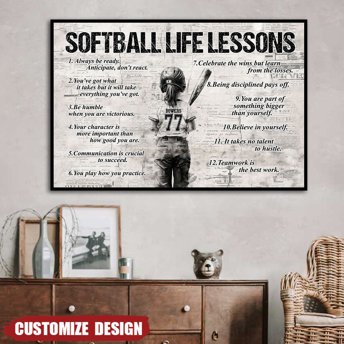 Personalized Softball Girl Poster - Gift For Young Softball Fans