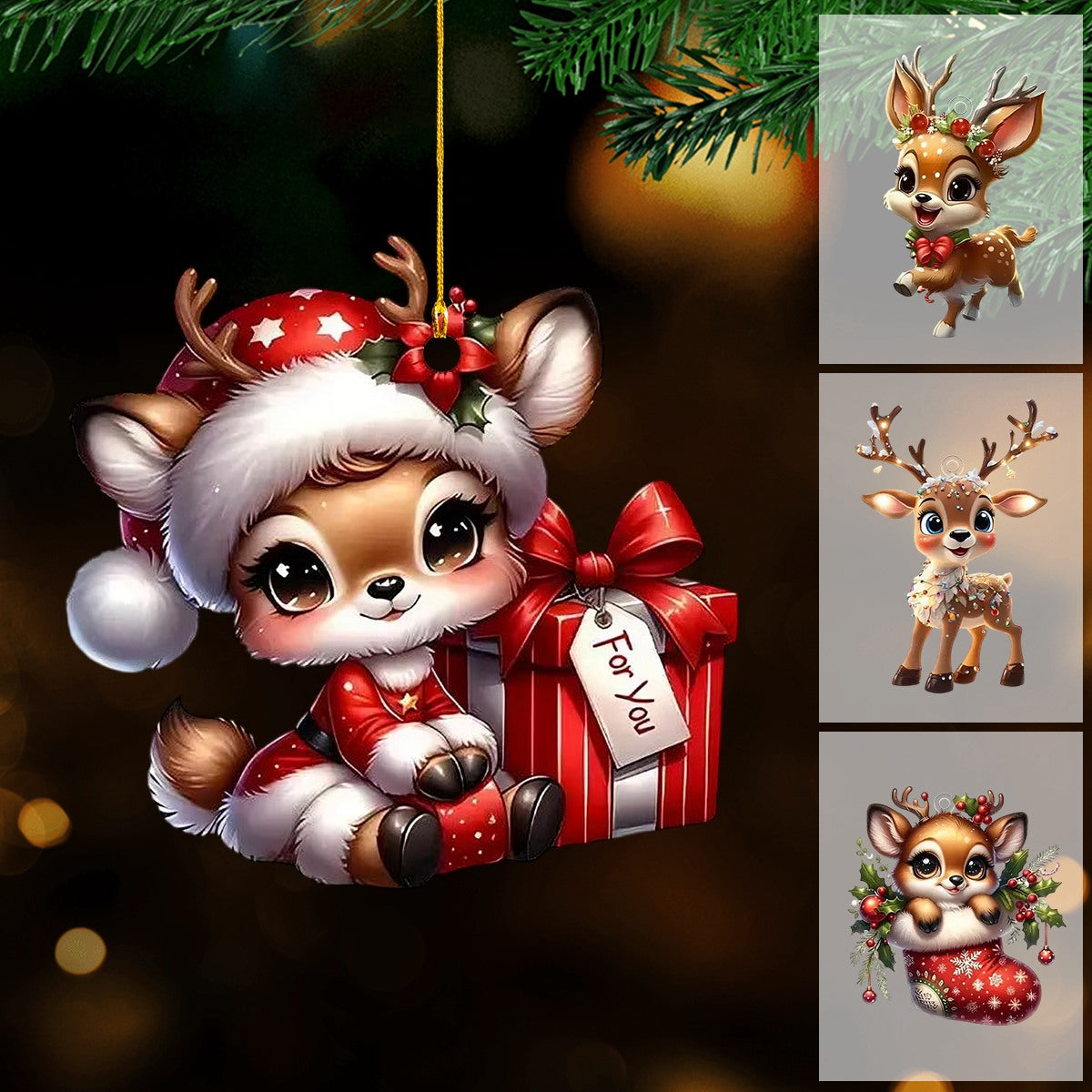 Cartoon Fawn Christmas Ornaments-2024 New Release
