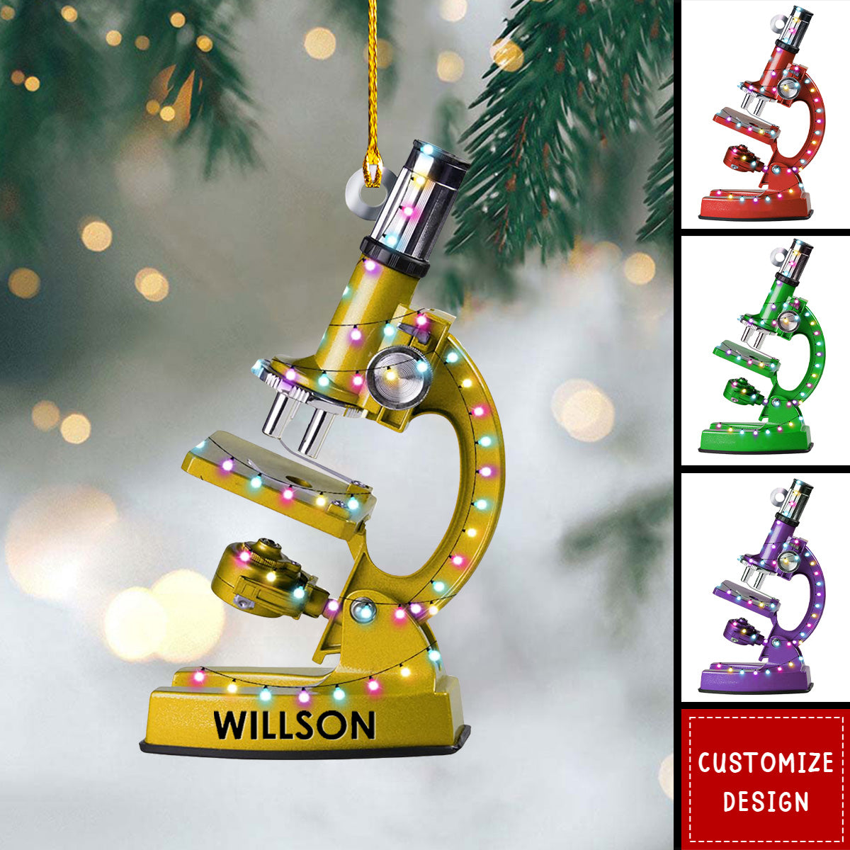 Personalized Microscope Christmas Ornament Gift for Scientist-2024 New Release